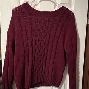 Cable Knit Burgundy Sweater